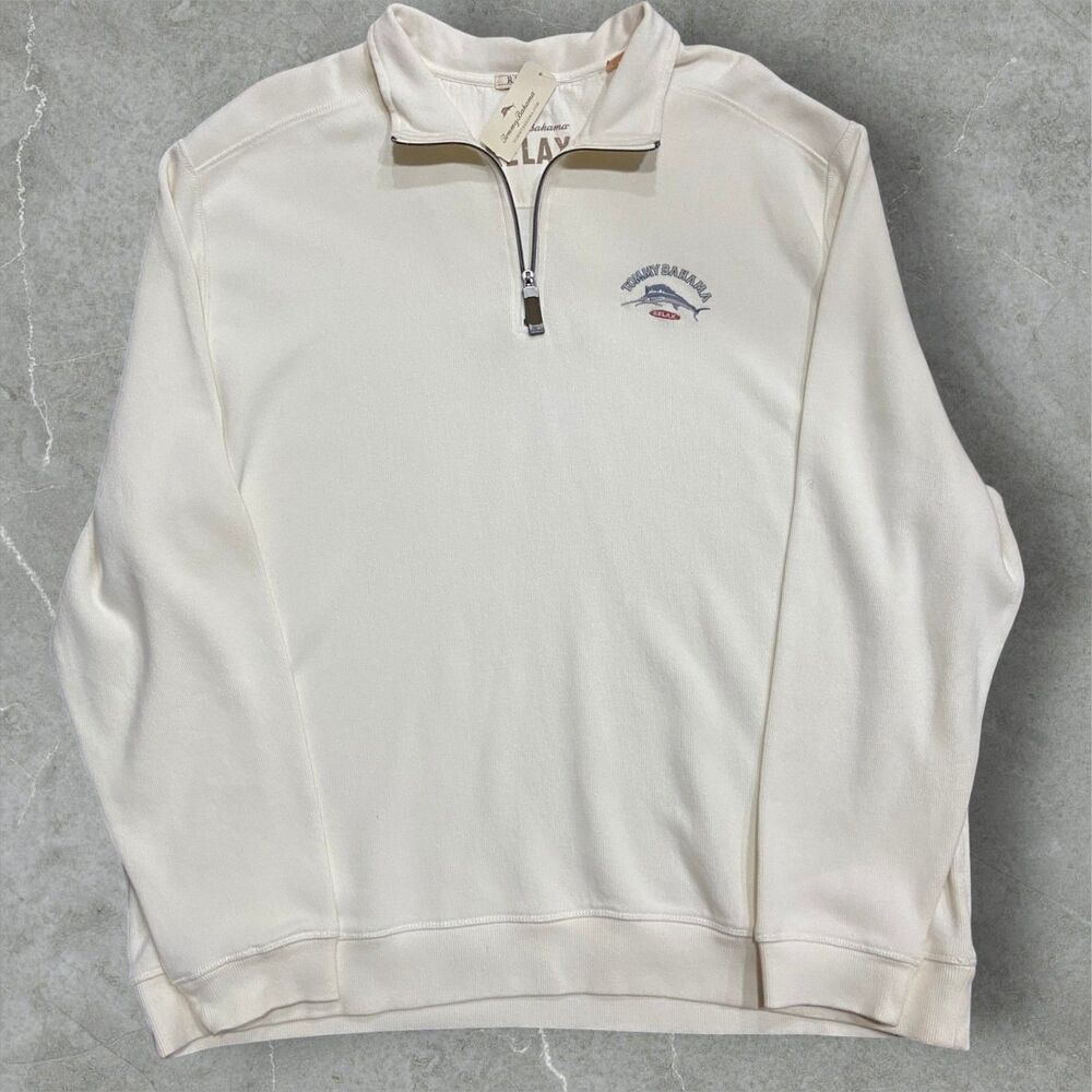 Tommy Bahama Relax NWT Coconut Cream 1/4 Zip Aruba Sweatshirt Men's Size XXL